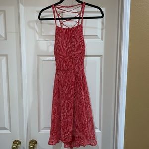 Happy Together Red Polka Dot Lace-Up Dress